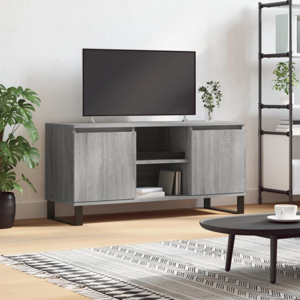 Armário de TV de madeira projetada cinza Sonoma 104x35x50 cm D