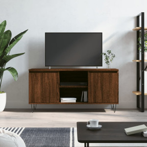 Mueble de TV madera de ingeniería marrón roble 104x35x50 cm D
