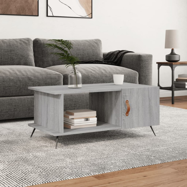 Mesa de centro madera contrachapada gris Sonoma 90x50x40 cm D