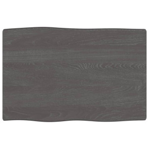 Tablero mesa madera tratada roble borde natural gris 60x40x6 cm D