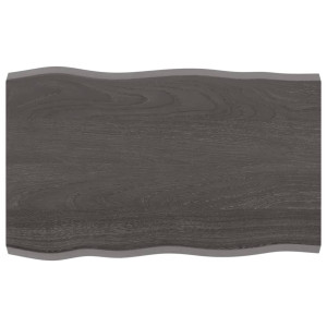 Tablero mesa madera tratada roble borde natural gris 80x50x4 cm D