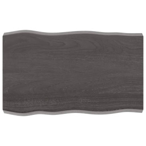 Tablero mesa madera tratada roble borde natural gris 80x50x6 cm D