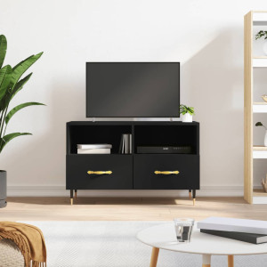 Mueble para TV madera contrachapada negro 80x36x50 cm D
