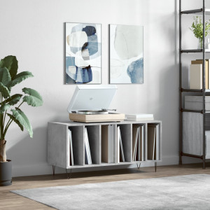 Mueble discos madera contrachapada gris hormigón 100x38x48 cm D