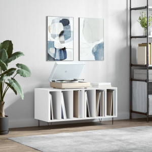 Mueble para discos madera contrachapada blanco 100x38x48 cm D