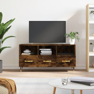 Mueble de TV madera de ingeniería roble ahumado 102x36x50 cm D