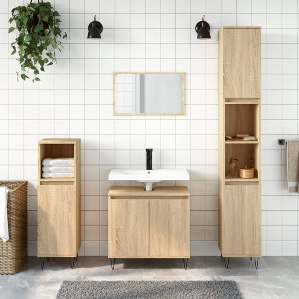 Armario de baño madera de ingeniería roble Sonoma 58x33x60 cm D