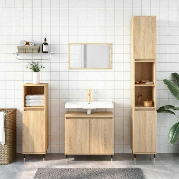 Armario de baño madera de ingeniería roble Sonoma 58x33x60 cm D