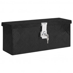 Caja de almacenaje de aluminio negro 50x15x20.5 cm D