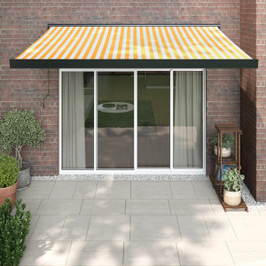 Toldo retráctil aluminio y tela blanco y amarillo 3x2.5 m D