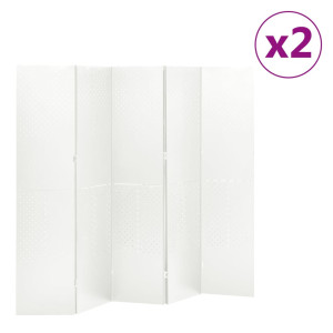 Biombos divisores de 5 paneles 2 uds blanco acero 200x180 cm D