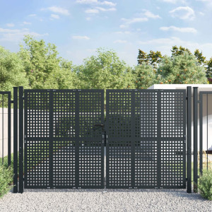 Portão de jardim em aço cinza antracite 300x225 cm D