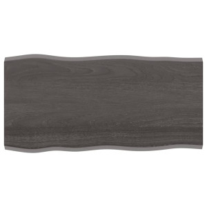 Tablero mesa madera tratada roble borde natural gris 100x50x2cm D