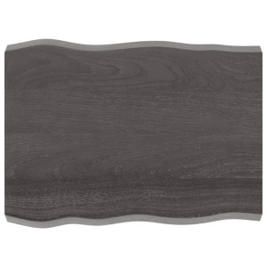 Tablero mesa madera tratada roble borde natural gris 80x60x6 cm D