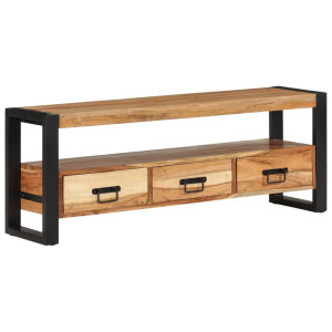 Mueble de TV madera maciza de acacia 120x30x45 cm D