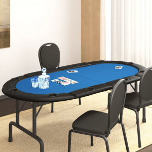 Tabuleiro de pôquer dobrável para 10 jogadores azul 208x106x3 cm D