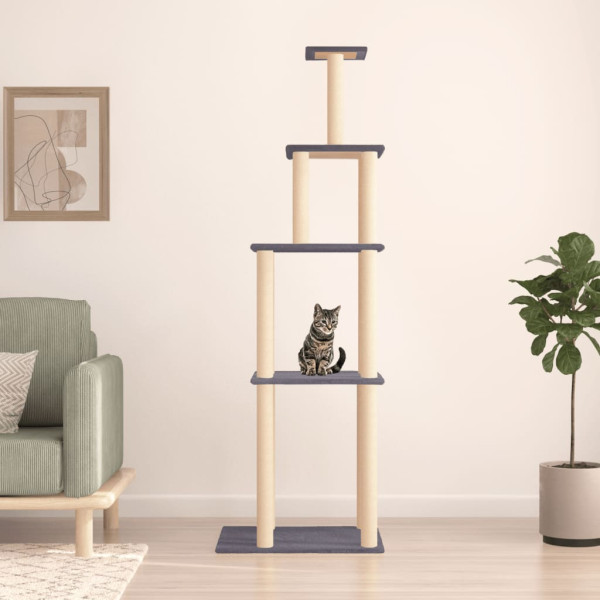 Poste para arranhar gatos com postes de sisal cinza escuro 183 cm D