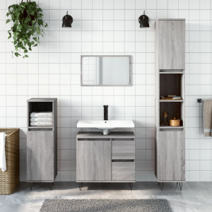 Set de muebles de baño 3 pzas madera contrachapada gris sonoma D