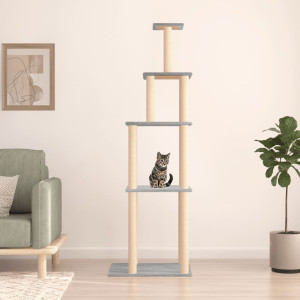 Raspador para gatos com postes de sisal cinza claro 183 cm D