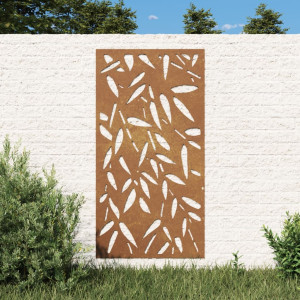 Adorno de pared jardín acero corten diseño hoja bambú 105x55 cm D