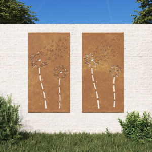 Ornamentação de parede jardim 2 portas de aço corte flor design 105x55 cm D