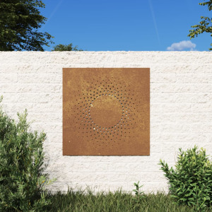 Adorno de pared de jardín acero corten diseño sol 55x55 cm D
