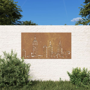 Adorno de pared de jardín acero corten diseño skyline 105x55 cm D