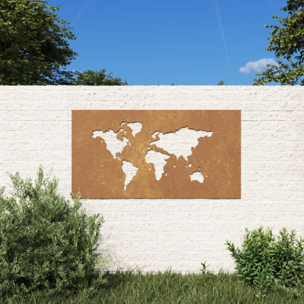 Ornamentação de parede jardim de aço cortam design mapamundi 105x55 cm D