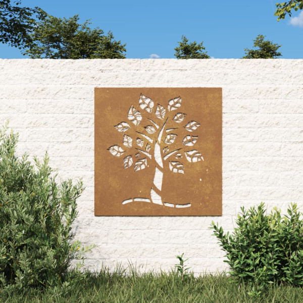 Adorno de pared de jardín acero corten diseño árbol 55x55 cm D