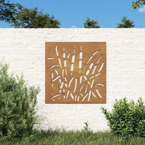 Adorno de pared de jardín acero corten diseño hierba 55x55 cm D