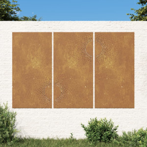 Decoração de parede de jardim 3 peças em aço corten design solar 105x55 cm D