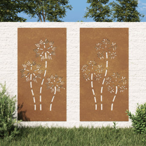 Ornamentação de parede jardim 2 portas de aço corte flor design 105x55 cm D