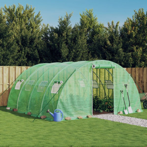 Invernadero con estructura de acero verde 16 m² 4x4x2 m D