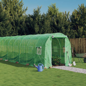 Invernadero con estructura de acero verde 20 m² 10x2x2 m D