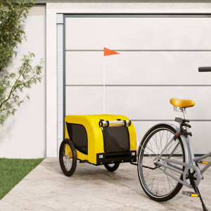 Remolque de bicicletas de cães tecido de ferro Oxford amarelo preto D