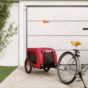 Remolque de bicicletas para cães tecido de ferro Oxford vermelho preto D