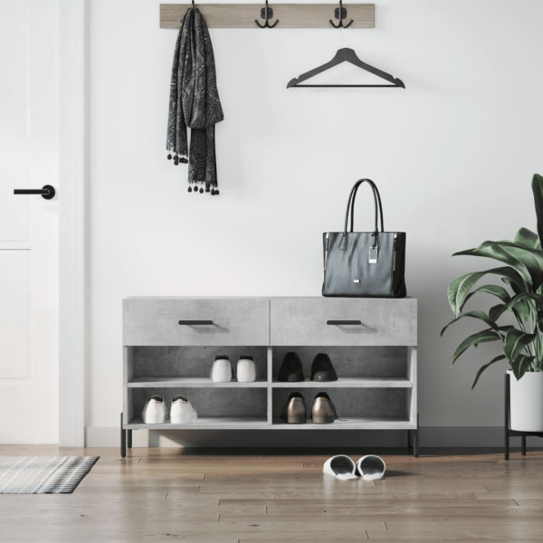 Banco zapatero madera de ingeniería gris hormigón 102x35x55 cm D