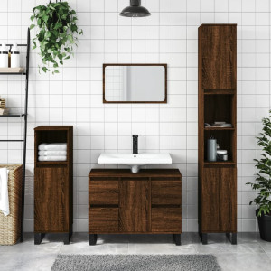 Mobiliário de banheiro madeira de engenharia carvalho marrom 80x33x60 cm D