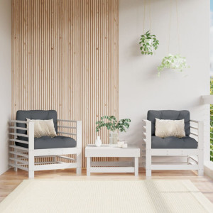 Sillones de jardín con cojines 2 uds madera maciza pino blanco D