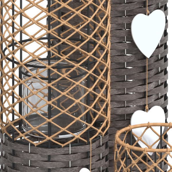 Candeleros 3 unidades mimbre gris M 4