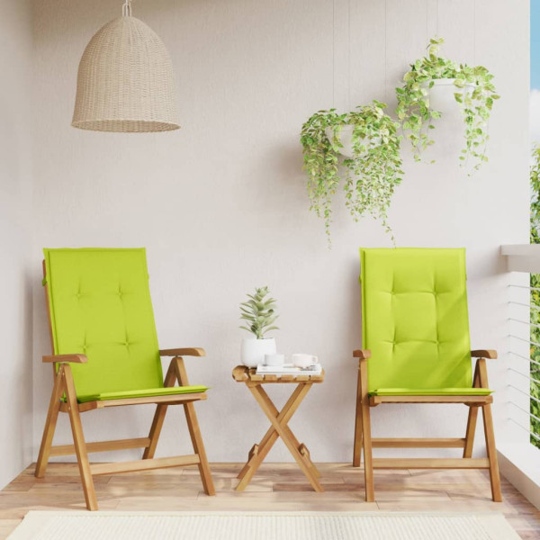 Cadeiras e almofadas reclináveis de jardim 2 unidades de madeira maciça de teca D