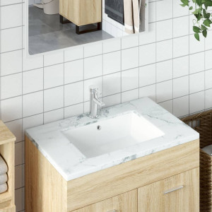 Lavabo de baño rectangular cerámica blanco 55.5x40x18.5 cm D