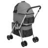 Carrinho duplo dobrável para cães tecido oxford cinza 83x48x97cm 5