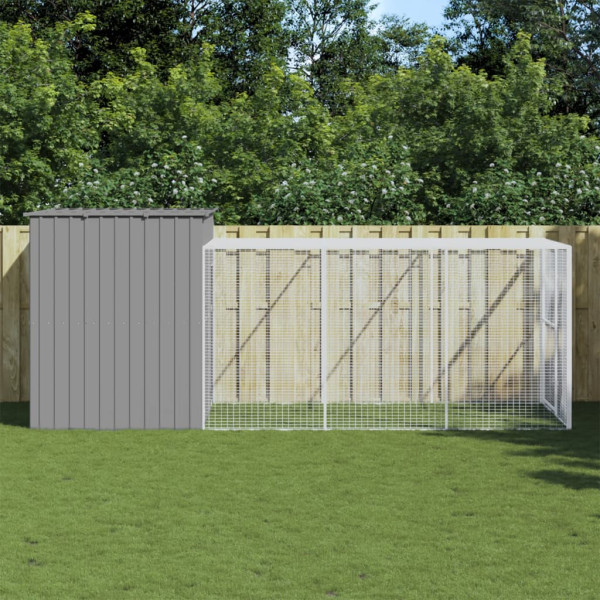 Caseta perros corral acero galvanizado gris claro 214x457x181cm D