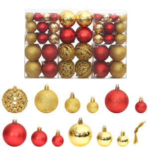 Bolas de Natal 100 uds cor dourada e vermelho vermelho 3 / 4 / 6 cm D