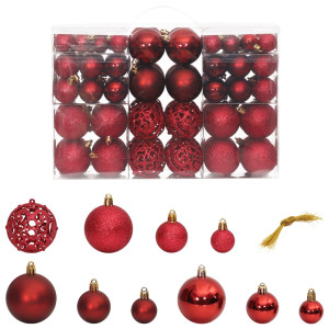 Bolas de Navidad 100 unidades rojo tinto 3 / 4 / 6 cm D