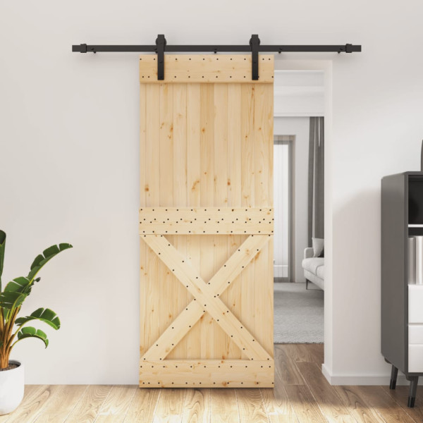 Puerta corredera con herrajes madera maciza de pino 85x210 cm D