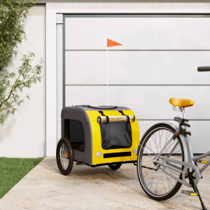 Reboque de bicicleta para cães ferro tecido Oxford amarelo cinza D