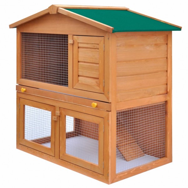 Casa de animales pequeños jaula conejera 3 puertas madera D