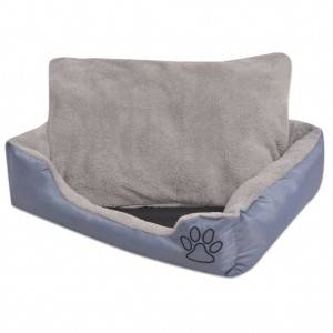 Cama de cão com almofada acolchada, tamanho M cinza D